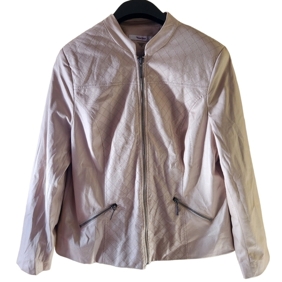 Tan Jay  beige faux leather Zip-up long-sleeve jacket - Picture 1 of 11